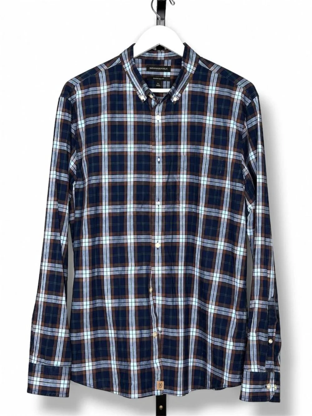 Banana Republic Untucked Slim Fit XL Plaid Button Down Shirt